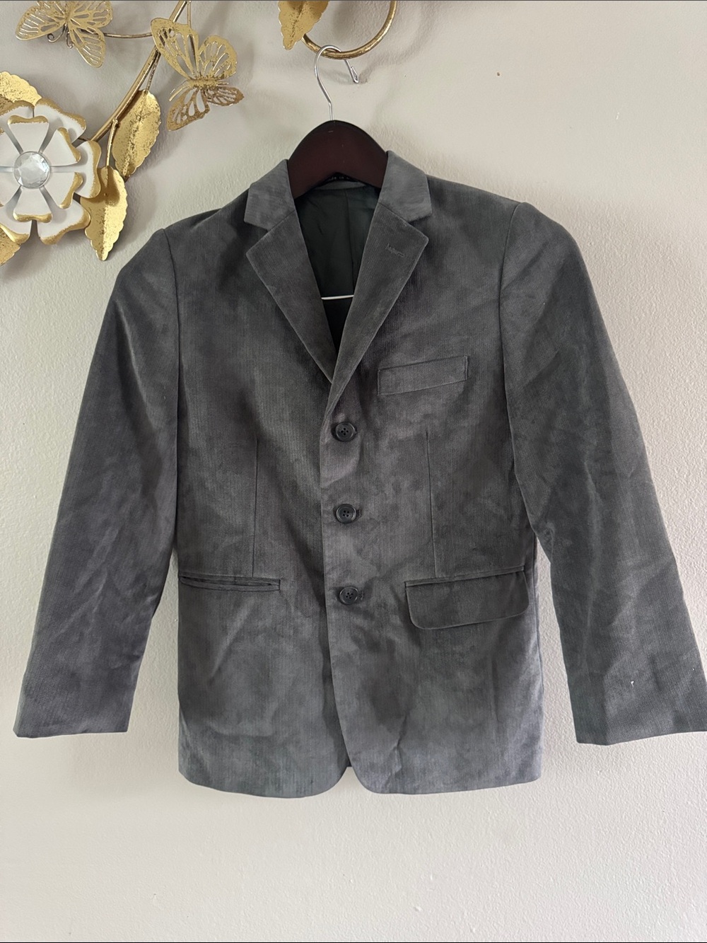 Calvin Klein Gray Corduroy Kids Blazer